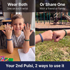 Your second Pulsi, two ways to use it: wear both, one on each wrist, or share one with a friend or family