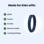 Made for kids with ADHD, autism, anxiety, sensory needs, or just big feelings: the dark blue Pulsi bracelet